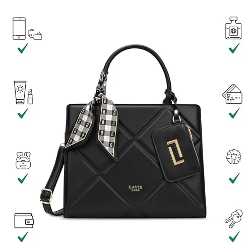 Image of Lavie Luxe Women's Quare26 Extra Large Laptop Satchel Bag | Upto 14 Inch | Satchel Handbag for Work | Ladies Purse | Stylish Shoulder Bag | Gift for Women