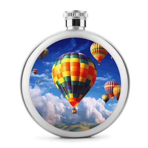 Stainless Steel Flask for Liquor,Hot Air Balloons Print Classic Spirit Flask,travel Flask,wine Flasks,5 Oz Pocket Flask