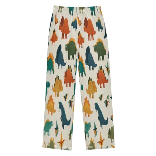 Cute Colorful Dinosaurs Pajama Pants Soft Lounge Sleepwear PJ Bottoms with Elastic Waist Ages 6-14 Years