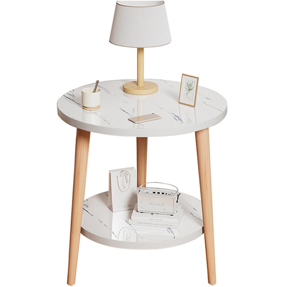 新品♡丸型ミラーサイドテーブル Amazon｜Porksdek サイドテーブル 丸 直径40/50/60cm 2段 ベッドサイド