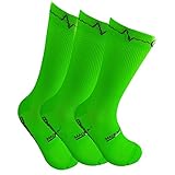 gmm calze da ciclismo a compressione, uomo e donna, per bici e bici su strada, sportive, per running e padel, kit da 3 verde fluo, made in italy.