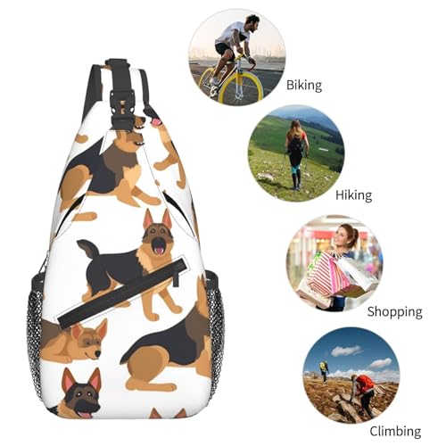 Mochila tipo Sling con diseño pastor alemán negra miniatura 5