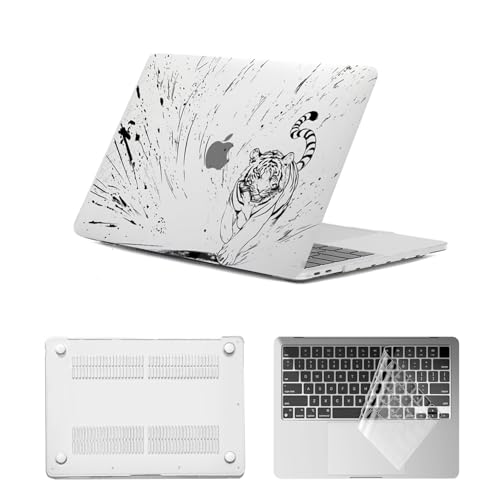 HLAAJJX Custodia Rigida per Macbook Air M4 M3 M2 13 pollici 2025 2024 2023 2022 A2681 A3113 A3240,Copertina Hardshell Protettiva Sottile & Tastiera Cover per Air 13,6' - Tigre