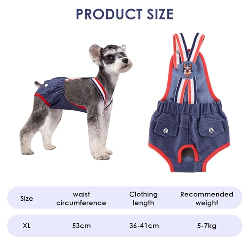 Windeln für Haustiere Hochelastische, Verstellbare Schultergurte Waschbare und Wiederverwendbare Haustierkleidung im Britischen Stil Geeignet für Kleine Hunde Während der Menstruation und Brunst (XL)