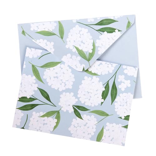 Image of Graphique White Hydrangeas Boxed Cards Set, Pack of 16, Blank Inside, All Occasion Greetings, 3.25 inch x 4.75 inch