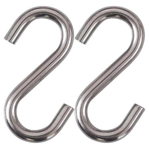 Synvexor Heavy-Duty Galvanized Iron S Hooks,3.3 Inch Hammock,Swing S Hooks,Industrial Grade Utility Hooks Pack of 2