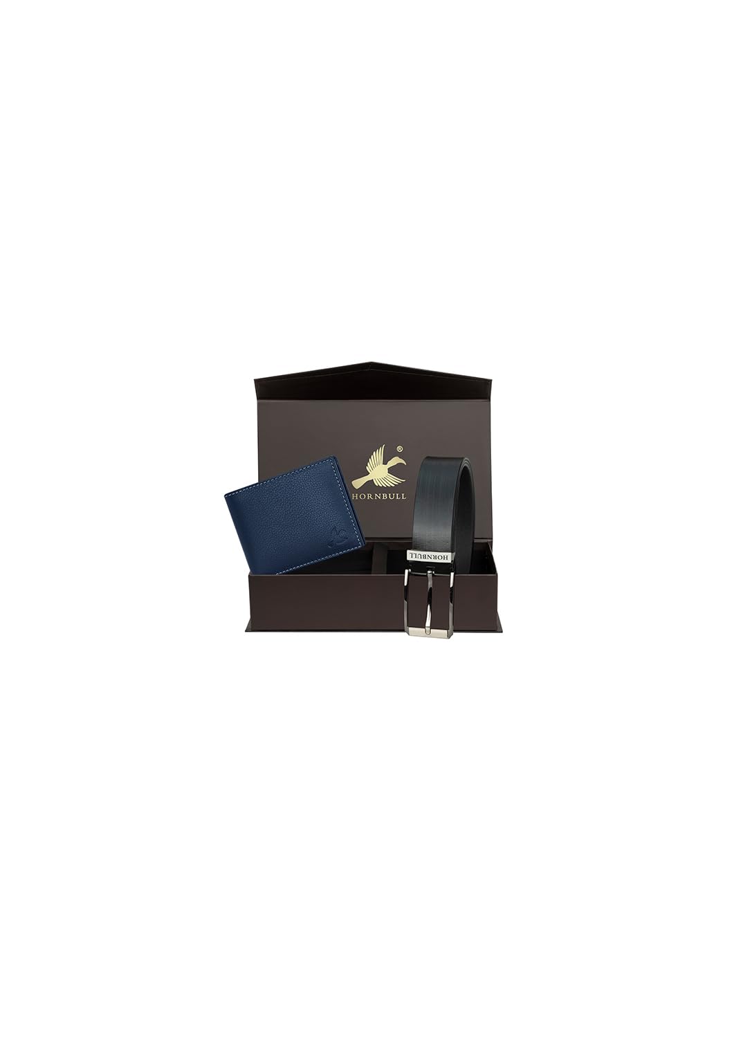 HORNBULL Mens Navy Wallet and Black Belt Combo - Gift Set for Men BW104119 | Valentine's Day Gift for Men