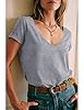 Zeagoo V Neck T Shirts for Women Summer Loose Casual Short Sleeve Tshirt Top Solid Color Basic Shirt Grey XXL #1