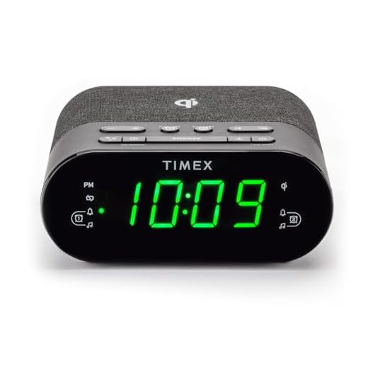 Timex Wireless Charging Alarm Clock Radio with USB Charging Port, Dual Digital Alarms, 10 FM Presets, Dimmable with Sleep Timer and Battery Backup (Model TW500)