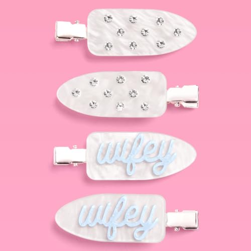 xo, Fetti Wifey Beauty Clips - 4 Pc Acrylic Hair Clips | Bachelorette Party, Bridal Shower, Bride...