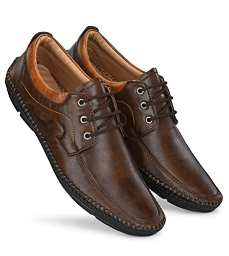 Image of MACTREE Men Flexible-Stitched Sole Premium Formal Shoes for Men D-K10 Brown-Tan 9