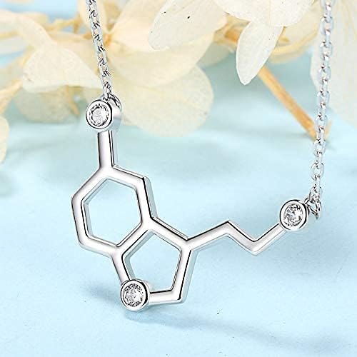 Christmas Gift for Women 925-Sterling-Silver Hormone Serotonin-Molecule neckalce - Caffeine Molecule dopamine Pendent Necklace for Teacher, Professor, Chemistry Graduates, Science Jewelry Lovers (18K-Gold-Plated) - Image 7
