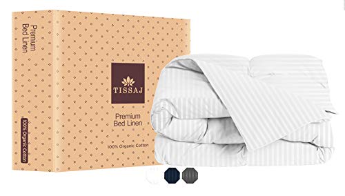 50% Off Discount 300TC Pure Organic Cotton King / California King Size Damask Stripes Duvet Cover - Ultra White - 300TC - GOTS Approved - for Duvet Insert, Weighted Blanket with Carry Pouch Hot Deals 300TC Pure Organic Cotton King / California King Size Damask Stripes Duvet Cover - Ultra White - 300TC - GOTS Approved - for Duvet Insert, Weighted Blanket with Carry Pouch