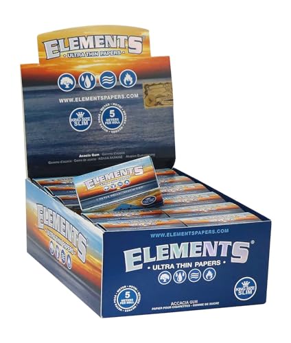 Elements Ultra Thin Rolls aus Reis 5m-langes Zigarettenpapier King Size Slim 1 Box (24 Rollen)