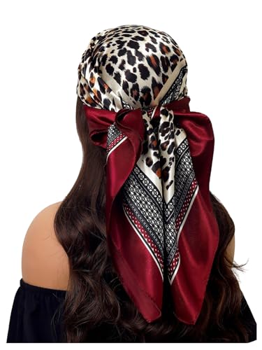 Verdusa Women's Vintage Leopard Print Headscarf Lightweight Square Scarves Hair Bandana