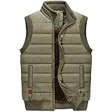  ORANDESIGNE Homme Doudoune sans Manche Gilet Ultra Légère Veste Manteau Parka Blouson Zippée Casual Chaud Manteau Matelassée Rembourrée C Kaki L
