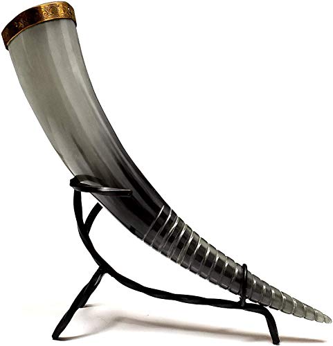 Corne à boire véritable avec support en fer pour boire de la bière, décoration de la maison Cover