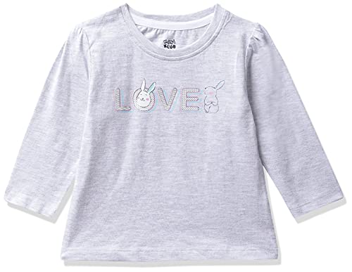 Image of miniklub Girls Grey Printed Pure Cotton Top