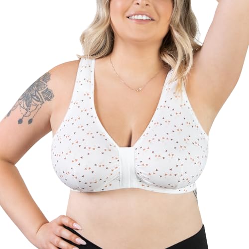 Image of LEADING LADY, Meryl, Front-Closure Cotton Bra, Comfort Sleep for Women, Breathable, Unlined, Full Coverage, Wireless, 36A-56H
