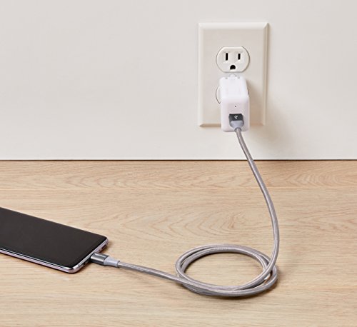 Image of AmazonBasics Double Braided Nylon USB Type-C to Type-A 3.1 Gen 2 Cable for Charging Adapter, 3 Feet (0.9 Meters) - Silver