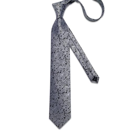 Image of DiBanGu Mens Paisley Tie Sets Silk Jacquard Woven Floral Necktie and Pocket Square Cufflinks Wedding Business Party