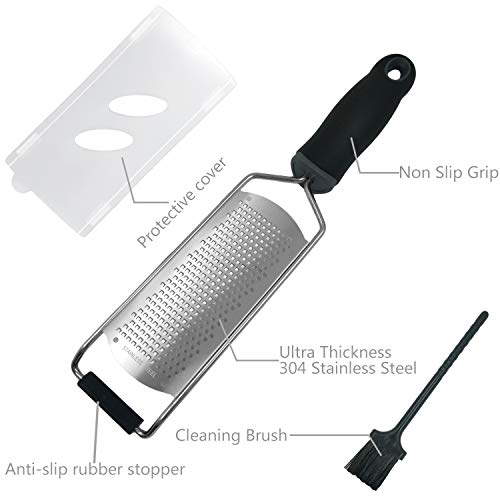 Zester Grater, Lemon Zester, Parmesan Zester, Chocolate, Cheese Grater For Ginger, Garlic, Vegetables, Fruits,With Razor-Sharp Stainless Steel Blade, Protective Cover + Cleaning Brush, Dishwasher Safe #TOP2
