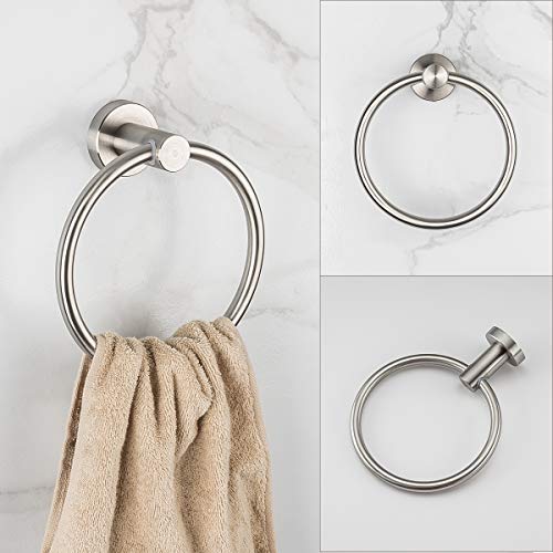 GAPPO Bathroom Hardware Accessories Set Brushed Nickel 2 Piece SUS 304 Stainless Steel Wall Mounted Hand Towel Ring Toilet Paper Holder