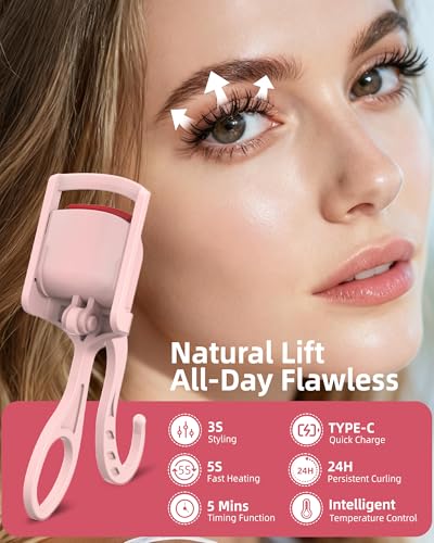 image for HOTRYEE Heated Eyelash Curler, 5S Fast Heating Electric Eyelash Curler