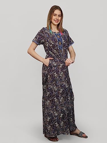 Image of Evolove Women's Viscose Liva Long Maxi Night Gown Nighty Dress with Pocket, Super Soft Comfortable (LNG-Rayon)