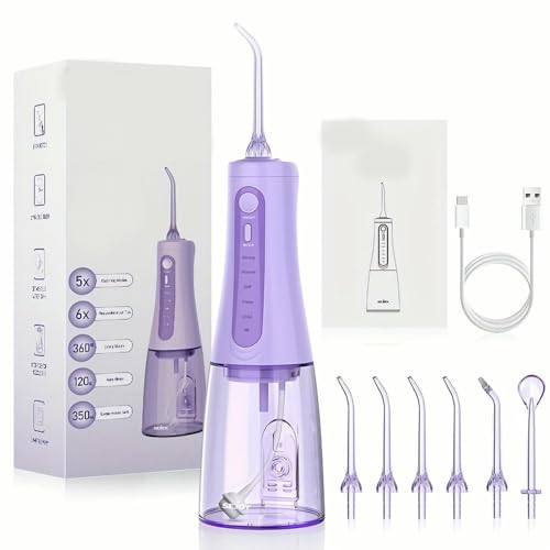 ZBDZSW Irrigador bucal portátil, Equipo Dental de Grado Profesional, Potente Limpiador, irrigador bucal con 5 Modos de higiene bucal.