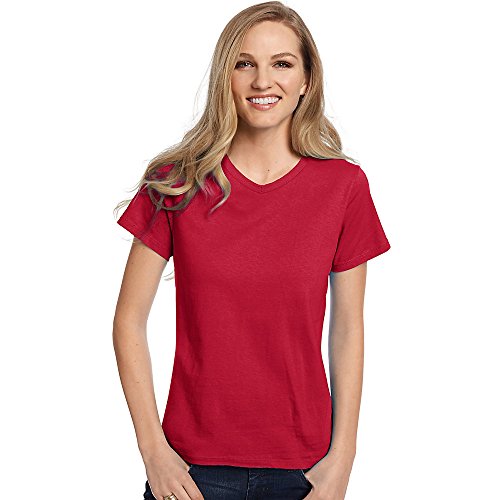 Hanes Relaxed Fit Women's ComfortSoft V-Neck T-Shirt_Deep Red_M