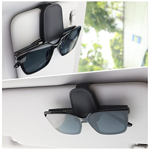 TIESOME Sonnenbrillenhalter für Auto Sonnenblende magnetischer Leder Brillenhalter Clip für Auto Sonnenblende universelles Auto Visier Zubehör magnetische Brillenhalterung (Schwarz)