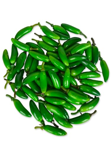 Bleiou 60pcs Simulation Artificial Lifelike Small Chili Fake Vegetable Green Pepper for Home Kitchen Decoration (Green)