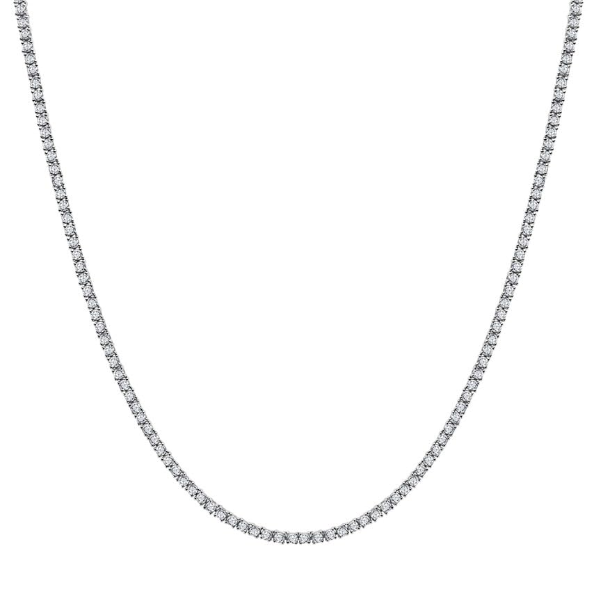 18K White Gold/Yellow Gold Plated Silver Tennis Necklace With 5.60/8.70 TCW Moissanite (D-E Color, Round Brilliant, VVS) in 16" Length, Necklaces For Women, Gift For Her, Jewelry For Women Comes With Gift Box2