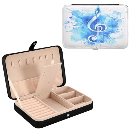 Haskirky Musical Note Jewelry Box Portable PU Leather Travel Jewelry Organize for Women Jewelry Storage Display Holder for Ring, Necklace, Earring
