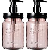 Amolliar 16 Oz Plastic Soap Dispenser, Refillable Hand Dish Soap Dispenser - Vintage Rose Bottle with Black Pump Lids, for Farmhouse Bathroom Kitchen, Includes 2 Extra Pump & Waterproof Label (2 Pack)