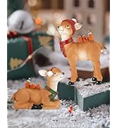 iStatue Reindeer Christmas Decoration, Resin 5.5'' Buck and Doe Set Novelty Sculpture, Indoor Hom...