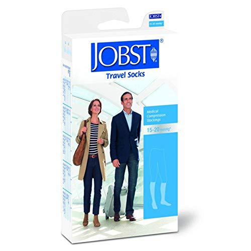 JOBST Travel Reisestrümpfe für Damen und Herren - hilft, Reisethrombosen vorzubeugen - weich, atmungsaktiv dank 33% Baumwollanteil, Beige, Size 4 Cover