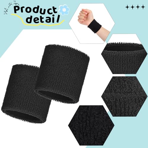 Image of Bememo 12 Pack Wristbands Sweatband for Women Men, Neon Colored Sport Wrist Bands, Tennis Football Basketball Sweatbands, Moisture Wicking Arm Bands for Working Out