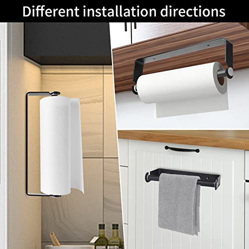 Pedoruby - Under Cabinet Paper Towel Holder For Kitchen, Wall Mount Paper Roll Holder With Self-Adhesive Or Screw Mounting Option, Paper Towel Holder Wall Mount, Pantry Or Cabinet Organizer. (Black) #TOP6