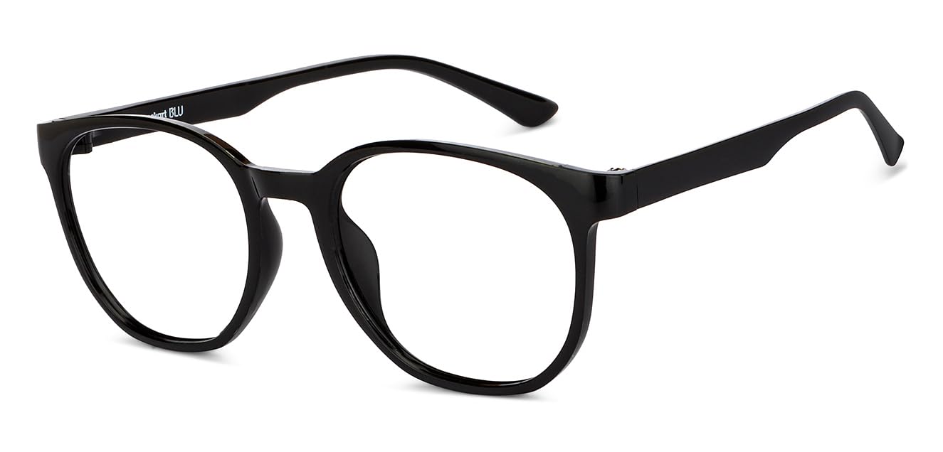 LENSKART BLU | Zero Power Blue Cut Computer Glasses | Anti Glare, Lightweight & Blocks Harmful Rays | UV Protection Specs | Black | Men & Women | Large | LB E14061