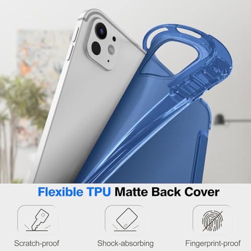 Image of Fintie SlimShell Case for iPad Pro 11-inch (M5) 2025 / (M4) 2024 - Lightweight Soft TPU Protective Stand Back Case with Pencil Holder, Translucent Frosted Cover, Auto Wake /Sleep, Navy