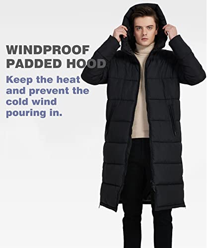 PUREMSX Unisex Long Puffer Coat, Winter Warm Thick Insulated Windproof Outdoor Padded Parka Jacket3