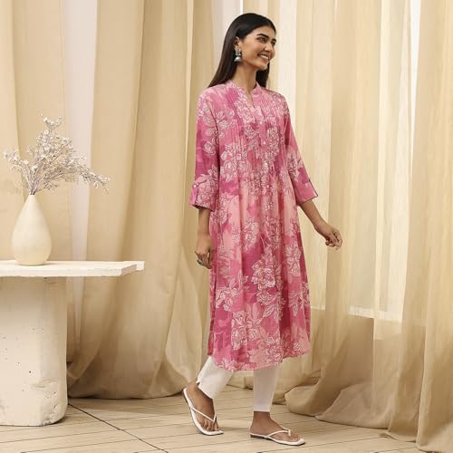 Image of BIBA Women Straight Fit Rayon Kurta