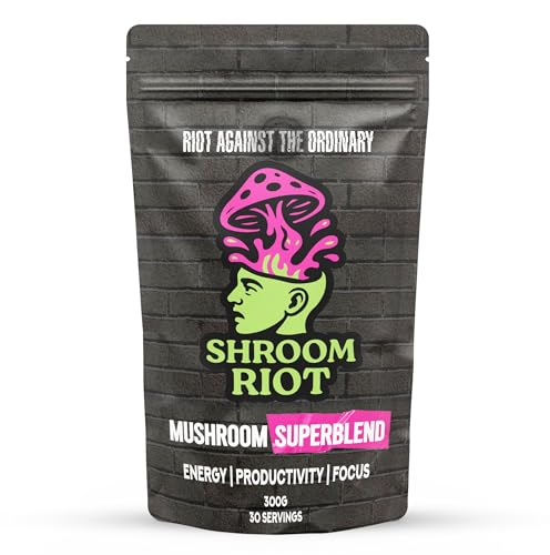 Cognitive Brews - Shroom Riot Cacao Superblend aux Champignons | Boisson Instantanée en Poudre au Chocolat avec Crinière de Lion, Chaga, Reishi et Cordyceps | 300 g | 30 Portions - -22%