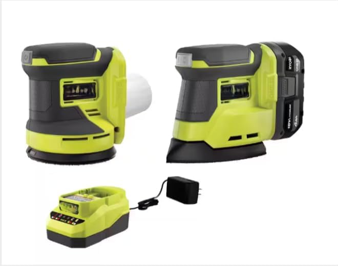 PCL416K1-PCL406B Fits For RYOBI 18V Cordless 2-Tool Combo Kit with Corner Cat Finish Sander, 5 in. Random Orbit Sander, 4.0 Ah Battery and Charger