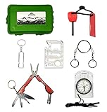 Kit supervivencia montaña Kit de supervivencia profesional | Navaja multiusos Pedernal Supervivencia accesorios acampada y vivac | Ferrocerio supervivencia de emergencia | Mini Survival kit Bushcraft