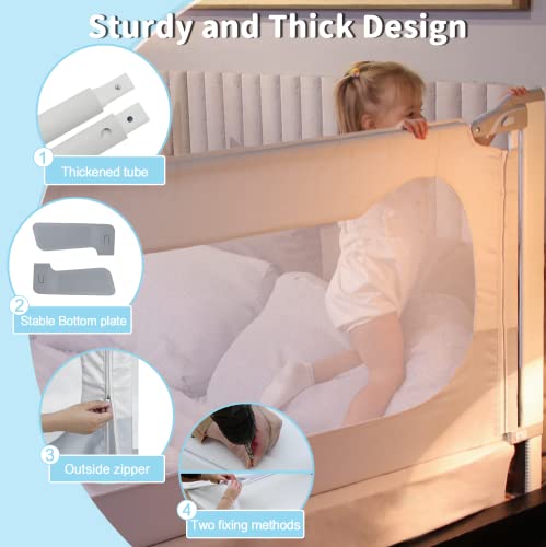 Letmudla Bed Rail For Toddlers, 74.8'' Easy To Assemble Toddler Bed Rail Sturdy Bed Rail, Height Adjustable Toddler Bed Rails No Gap, Bed Guard For Twin Double Full Size Queen & King Bed (Pack Of 1) #TOP1