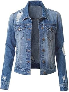 iYYVV Women Casual Fashion Slim Fit Denim Jacket Jean Coat Bead Outwear Overcoat