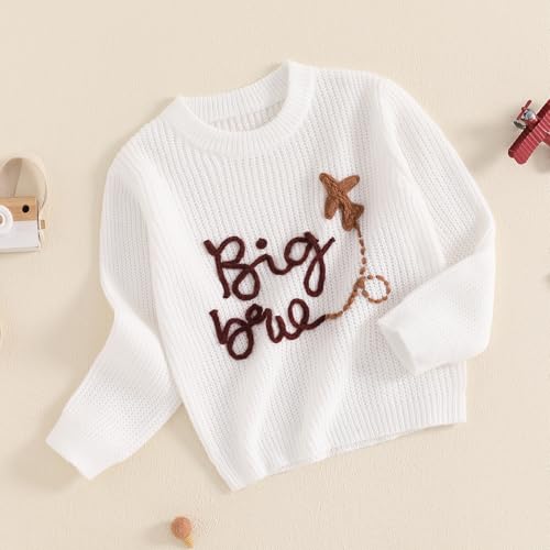 Little Boy Knit Sweater Letter Plane Embroidery Crew Neck Long Sleeve Pullover Tops for Fall Winter3